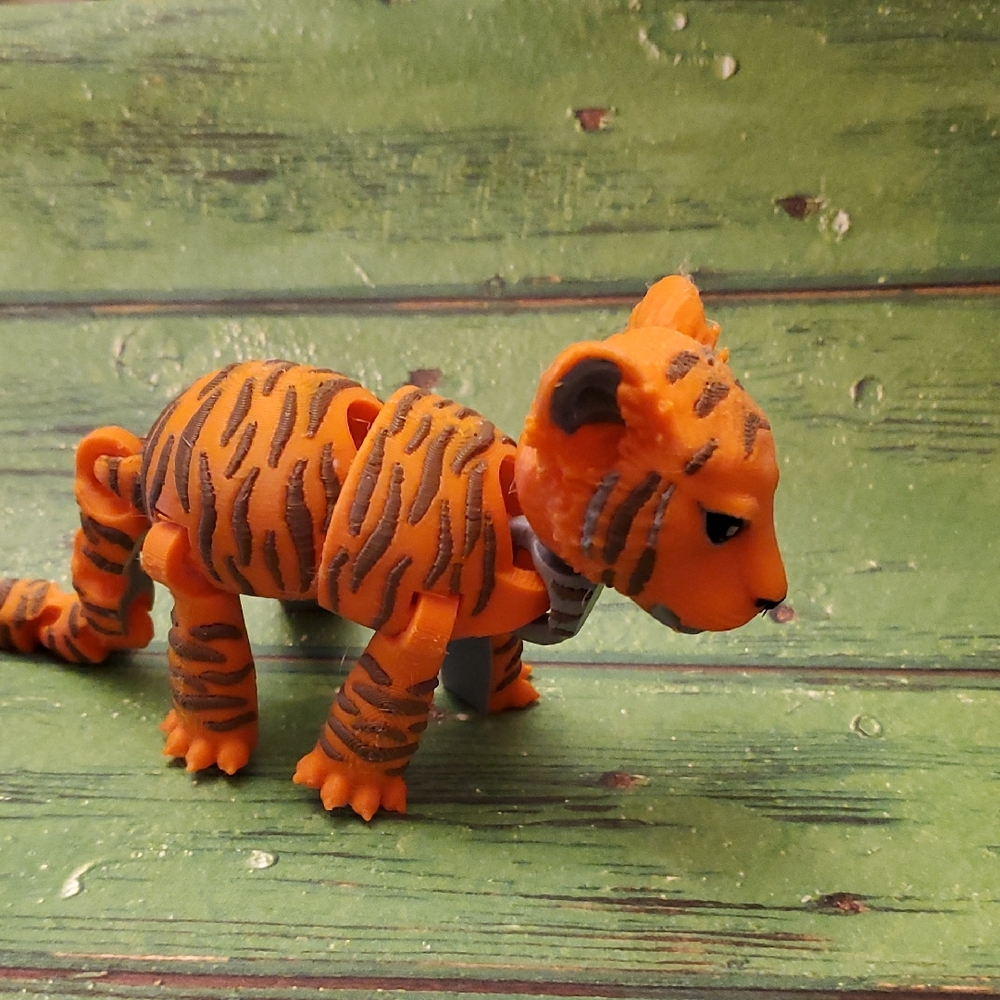 5" Striped Orange Tiger Action Figure Articulated Flexi Toy